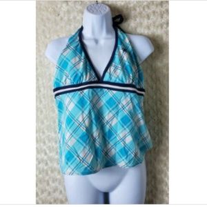 ZeroXposur Womens Tankini Size 14 Blue White Plaid